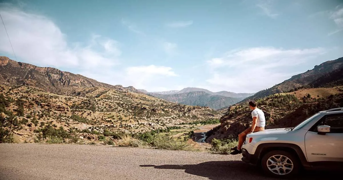 Driving through Morocco Atlas Mountains scenic road